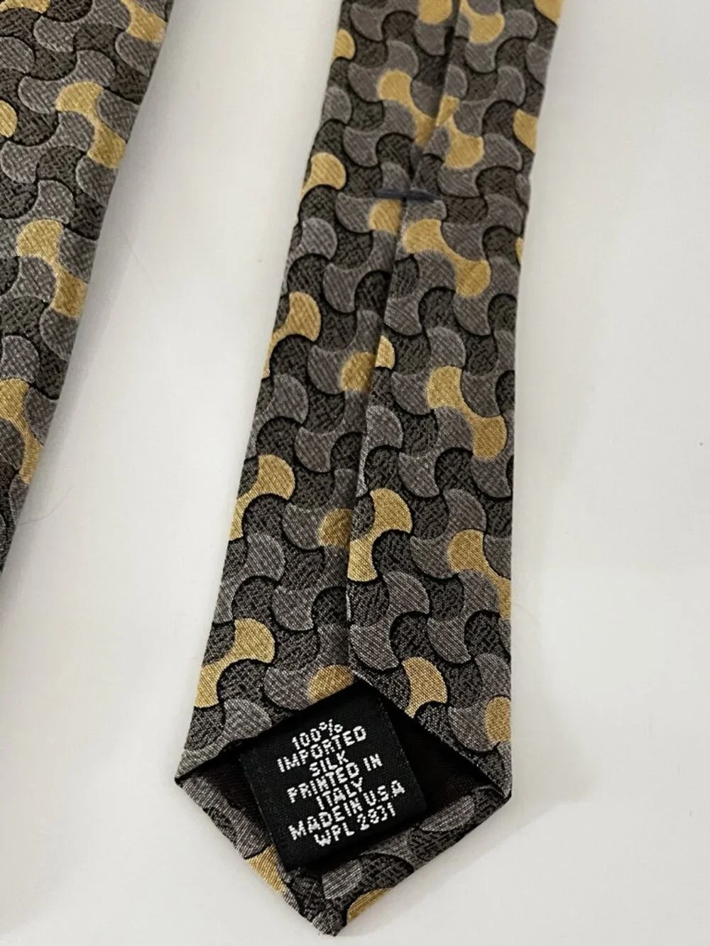 FULL MARK Made in Japan GEOMETRIC Blue & Yellow SILK Men's Tie/Preowned